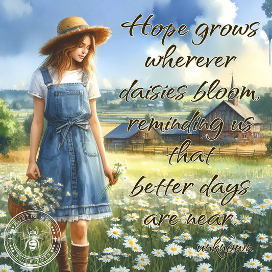1 Sq Inspirational Hope Quote Girl in Daisy Field 8x8" Downloadable Printable