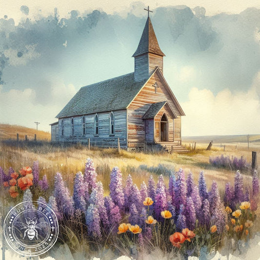 1 Sq Spring Prairie Church 8x8" Downloadable Printable