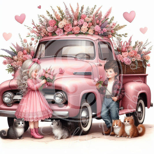 1 Valentine's Day Kids & Flowers Truck