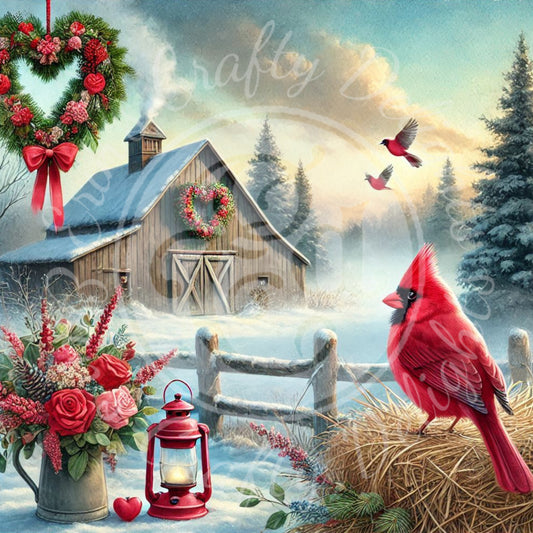 1 Valentine Cardinal and Barn