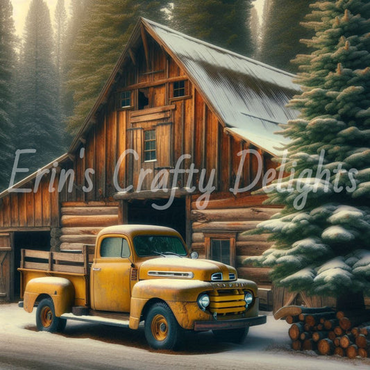 1 Yellow Truck and Barn