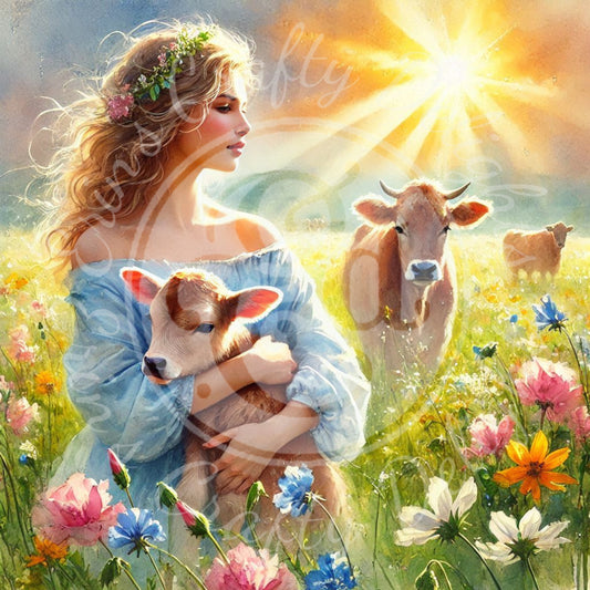 1 Spring Woman & Brown Cow