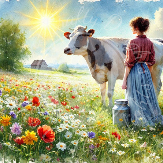1 Spring Woman & Holstein Cow