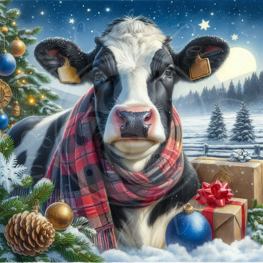 2 Christmas Holstein Cow