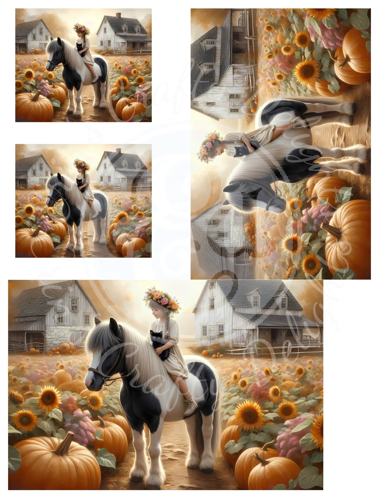 2H Fall Girl & Her Pony Printable Set