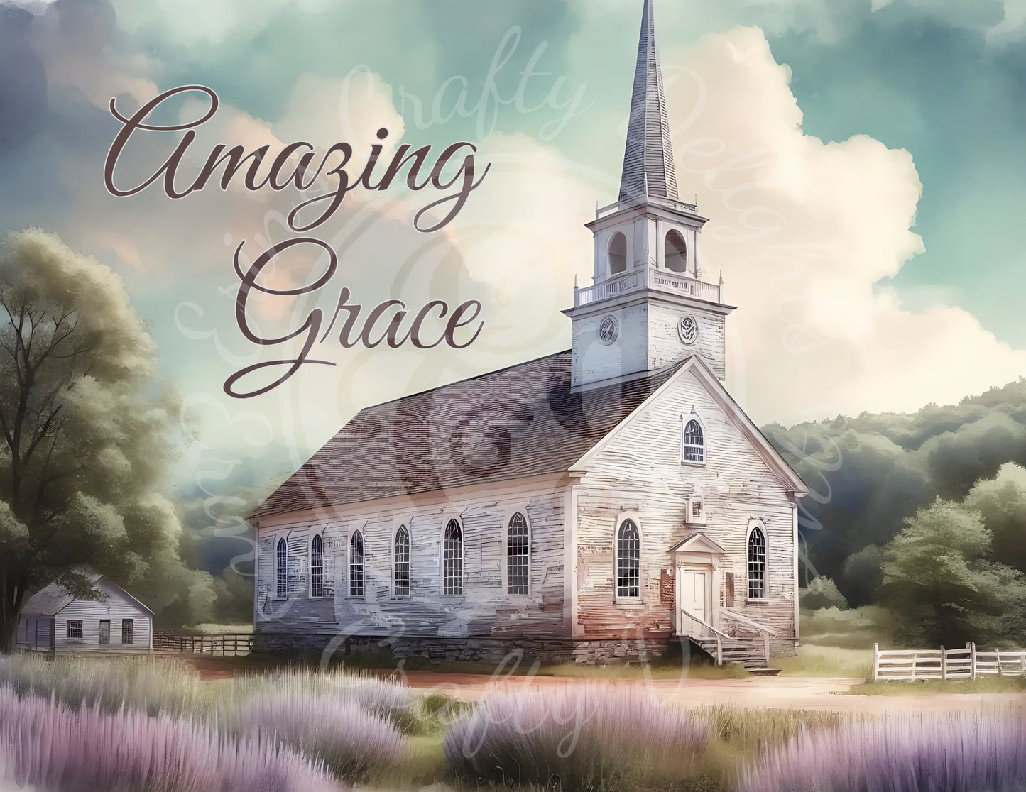 2H Lavender Amazing Grace Church 8x10" Printable