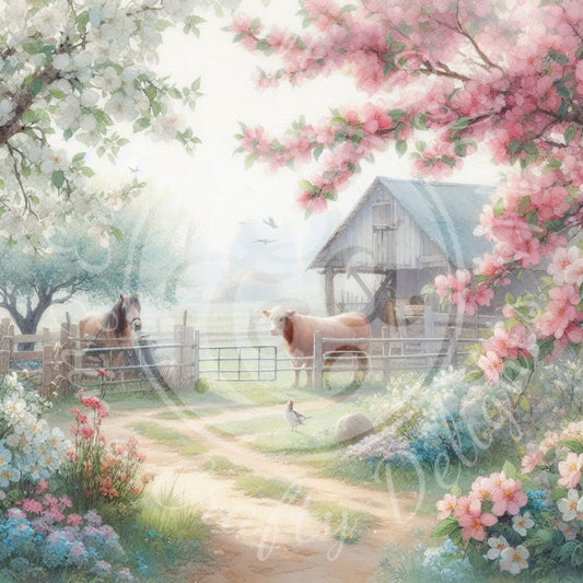 30 Spring Barnyard Scene