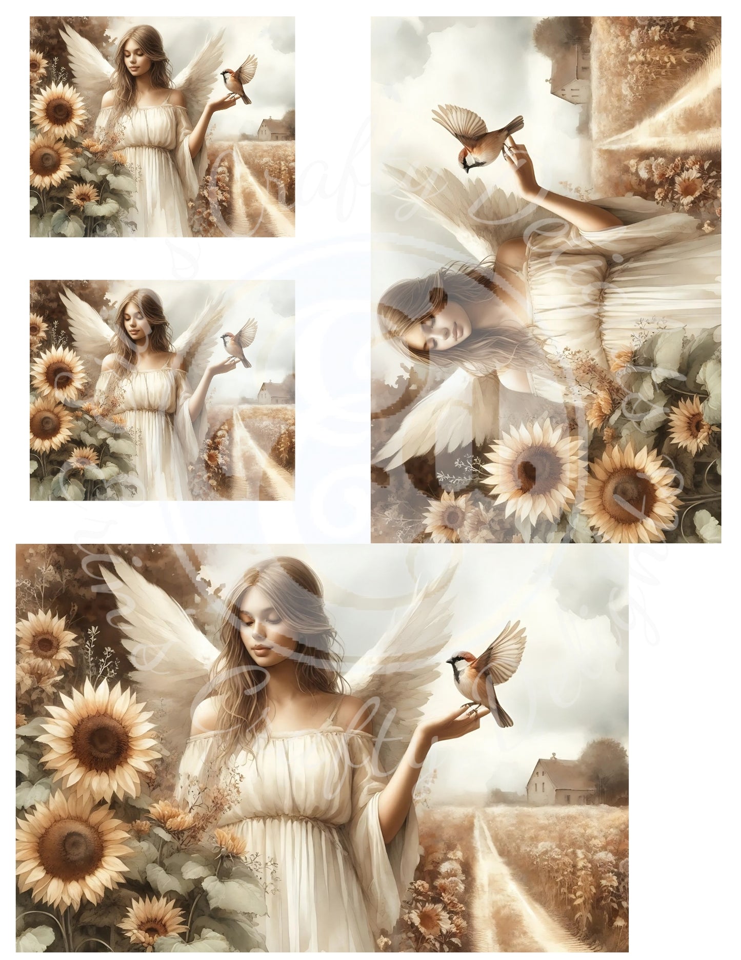 3 HMS Fall Sparrow Angel Mix Size Printable Set