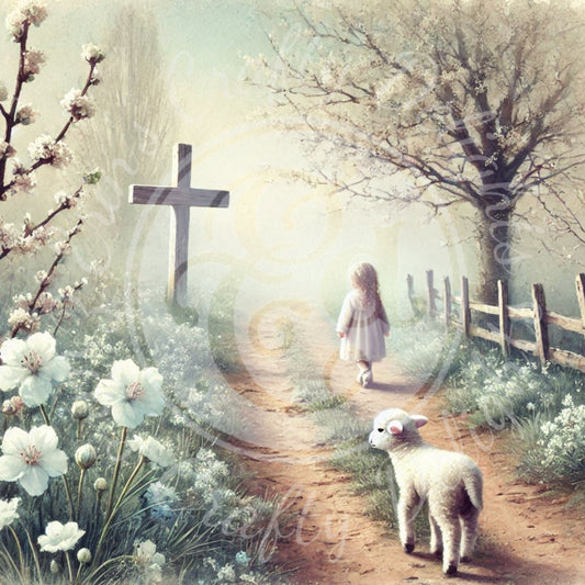 3 Girl, Lamb and Cross