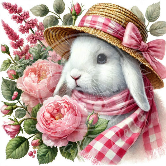 3 Spring Bunny with Hat and Scarf