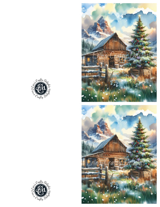 4 Cowboy Christmas Tree Christmas Card