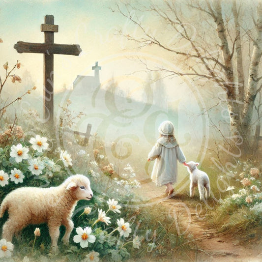 4 Girl, Lamb and Cross