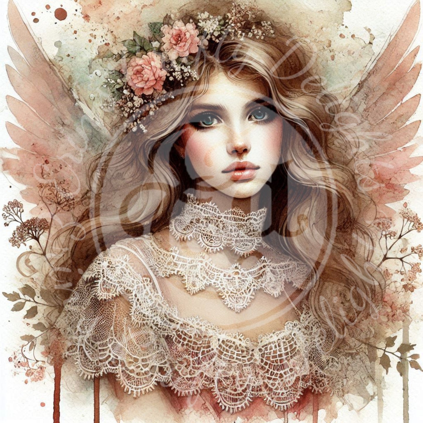 4 Sq Rustic Angel 8x8 Printable