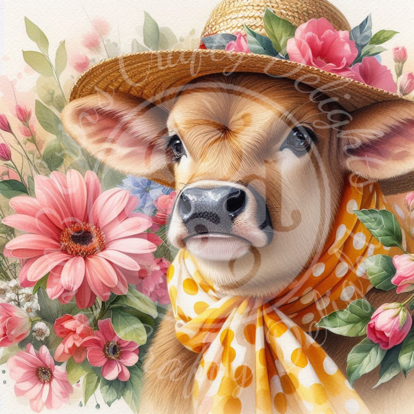 4 Spring Calf with Hat and Scarf