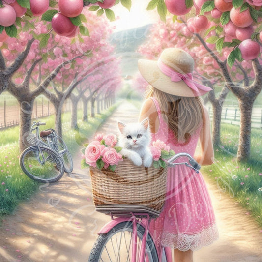 4 Spring Girl and Kitty in Pink