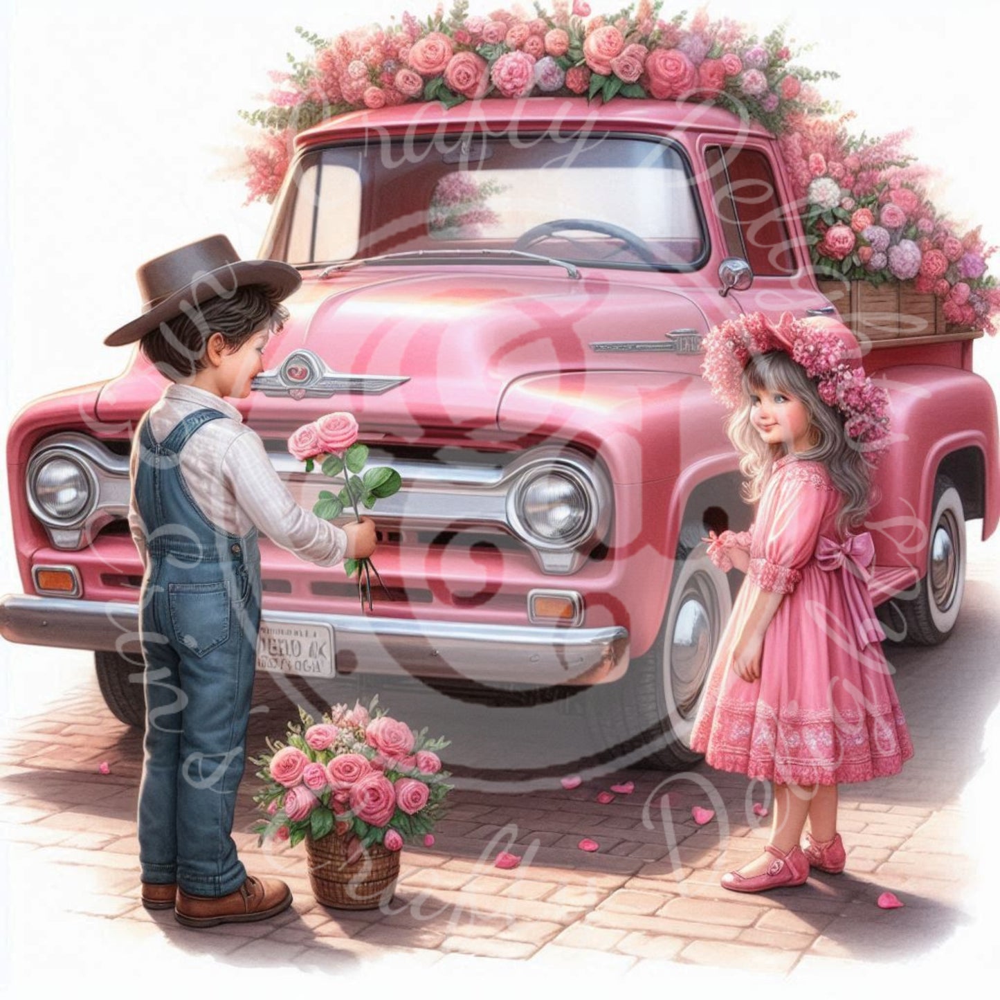 4 Valentine's Day Kids & Flowers Truck