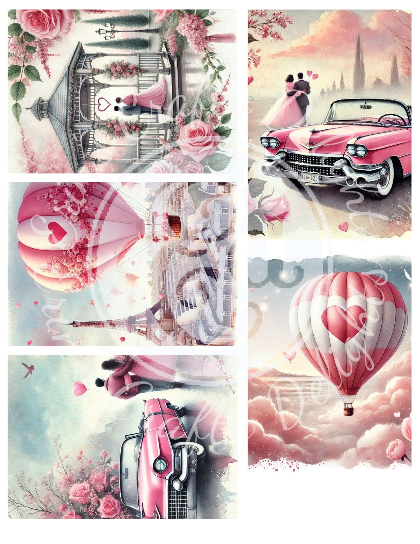 4 Valentine's Day ATC Artistic Trading Cards Backgrounds
