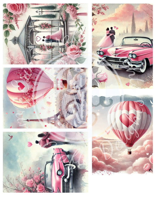 4 Valentine's Day ATC Artistic Trading Cards Backgrounds