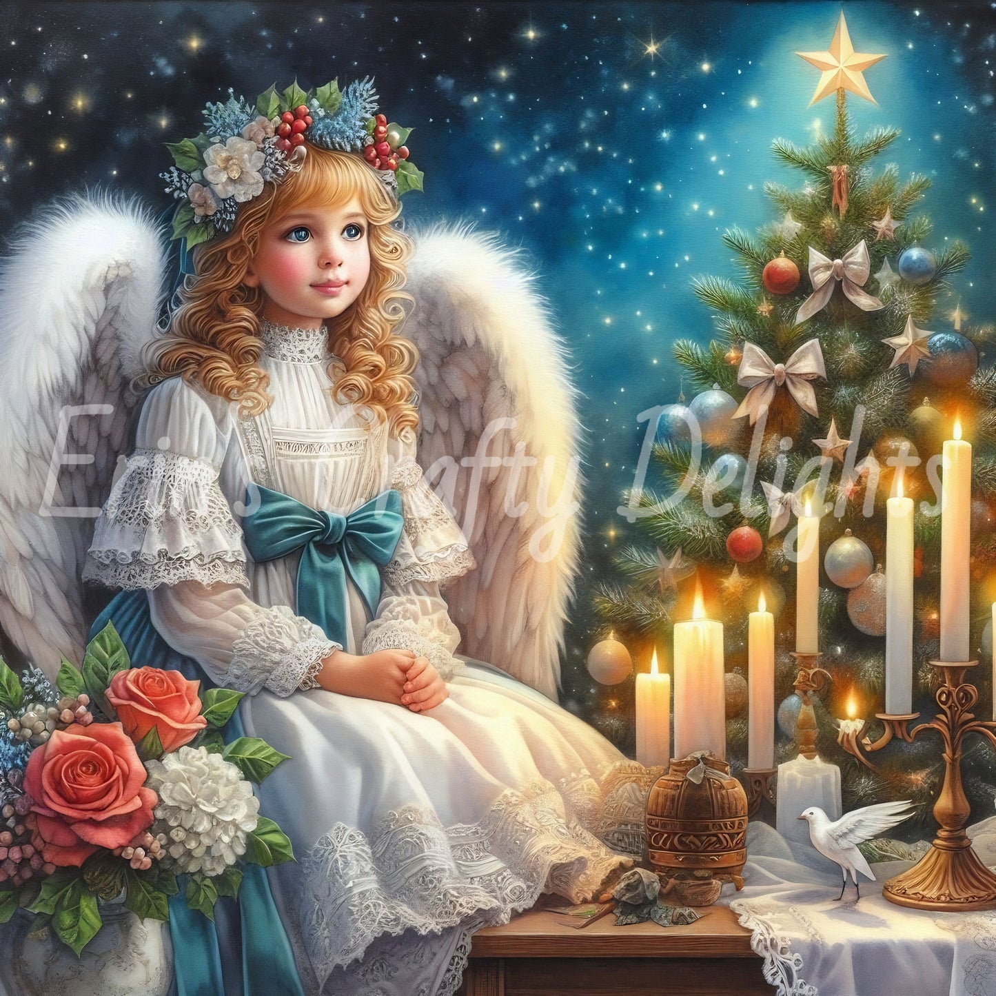 4 Sq Victorian Angel Child 8x8 Printable
