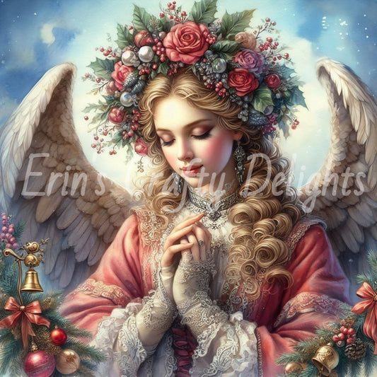 4 Sq Victorian Christmas Angel 8x8 Printable