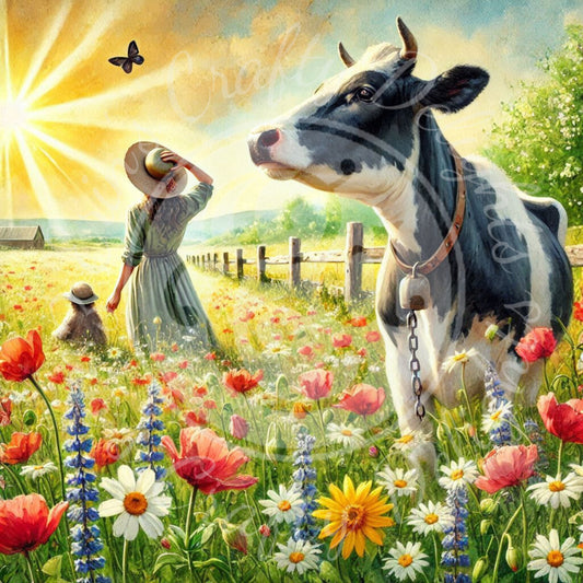 4 Spring Woman & Holstein Cow