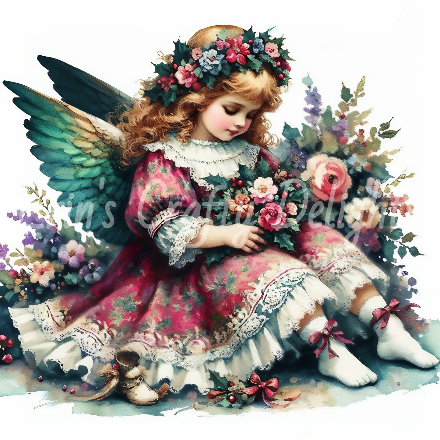 5 Sq Victorian Angel Child 8x8 Printable