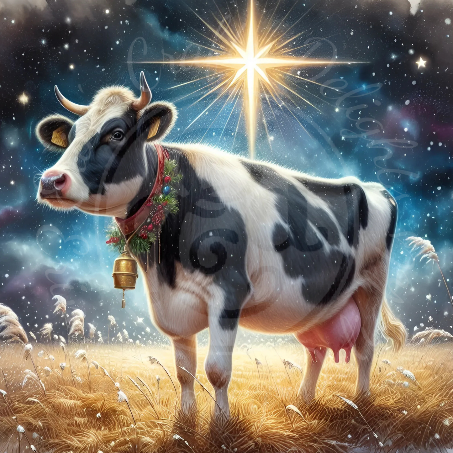 5 Christmas Holstein Cow