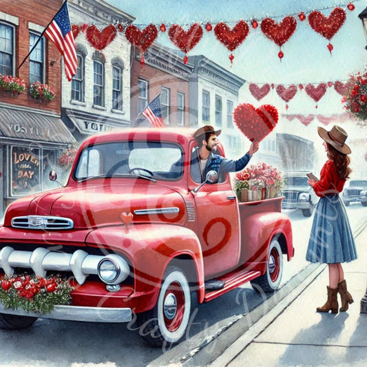 5 Couple in Love and Red Truck