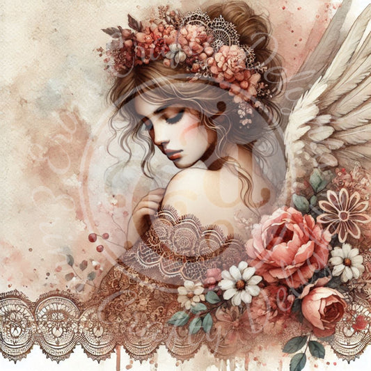 5 Sq Rustic Angel 8x8 Printable