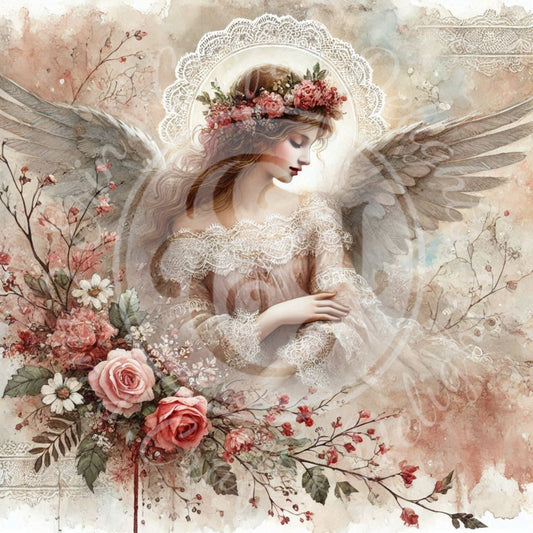 6 Sq Rustic Angel 8x8 Printable