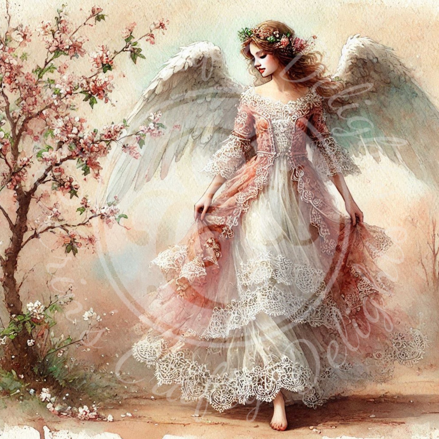 5 Sq Spring Angel 8x8 Printable