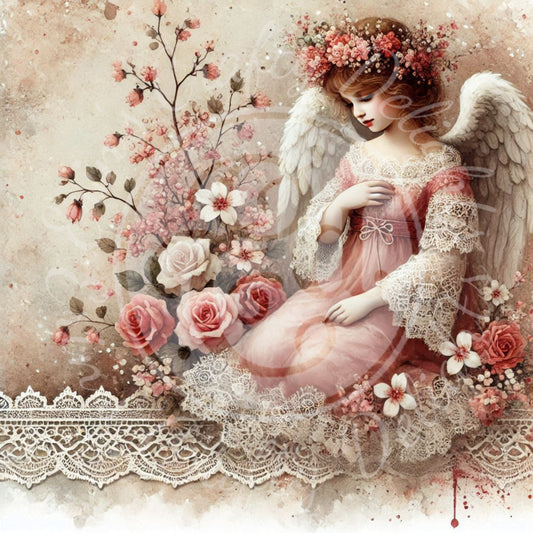 5 Sq Spring Angel Child 8x8 Printable