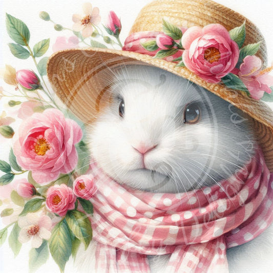 5 Spring Bunny with Hat and Scarf