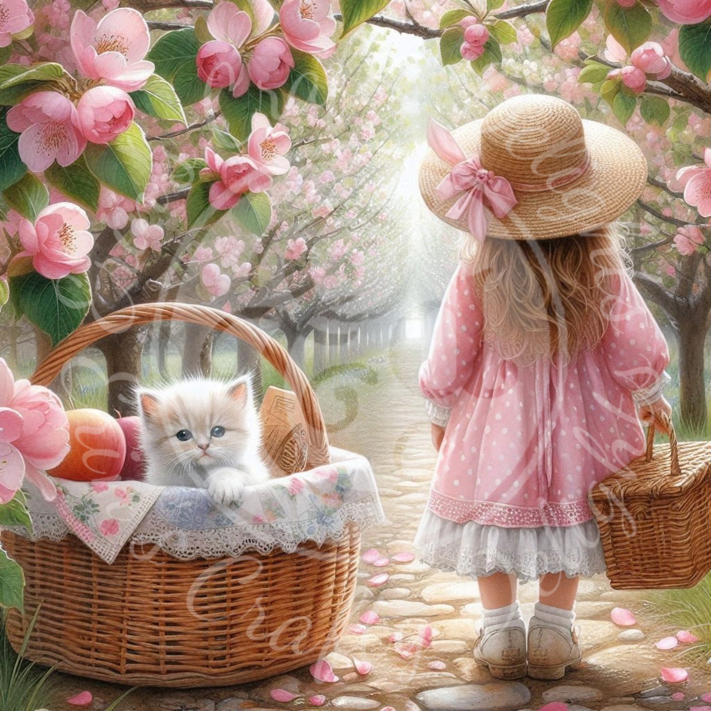 5 Spring Girl and Kitty in Pink