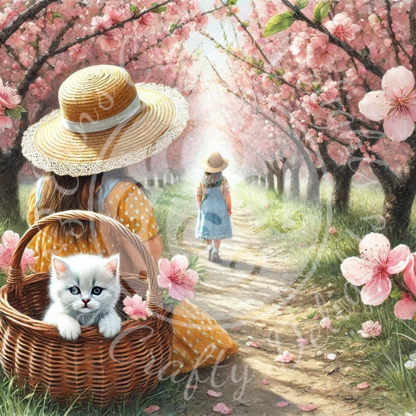 5 Spring Girl and Kitty in Yellow