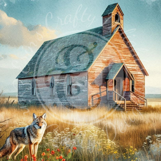 5 Spring Prairie Church and Coyote