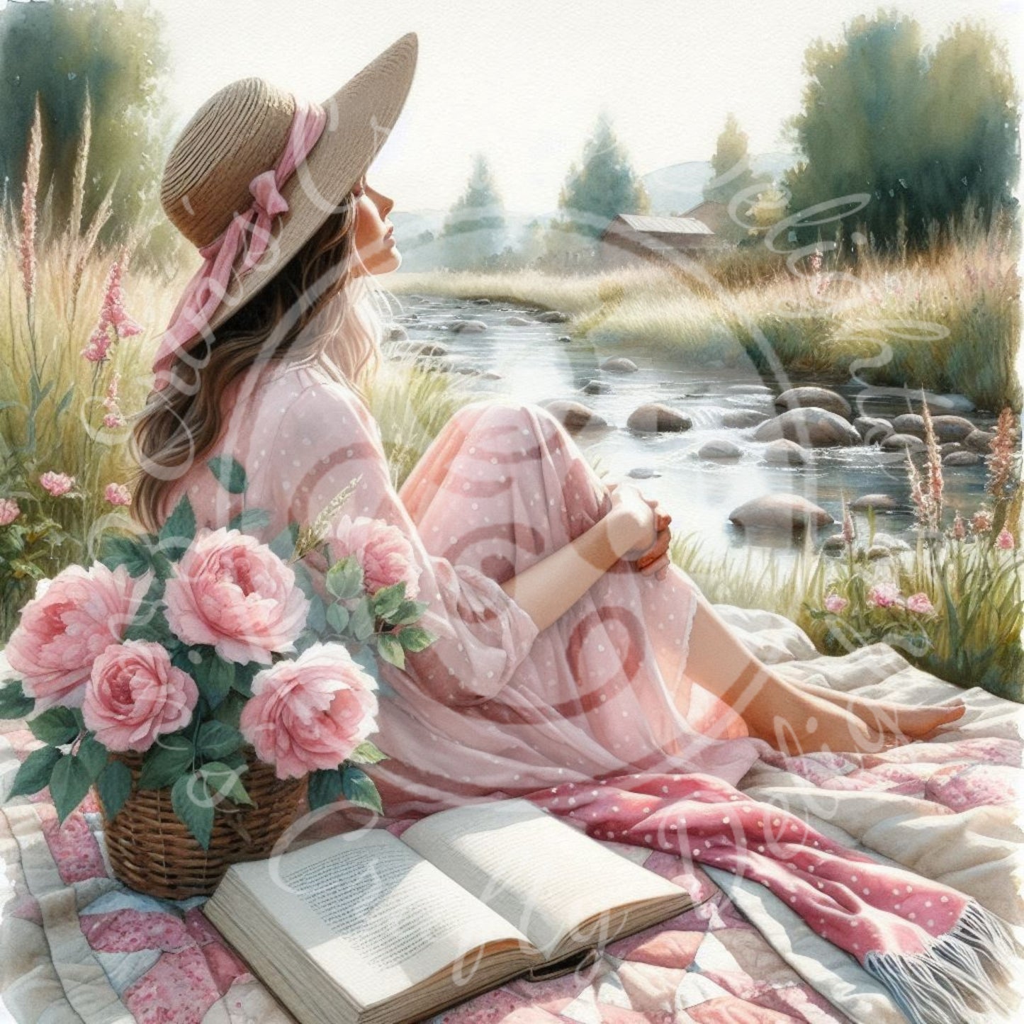 5 Spring Lady in Pink Scarf