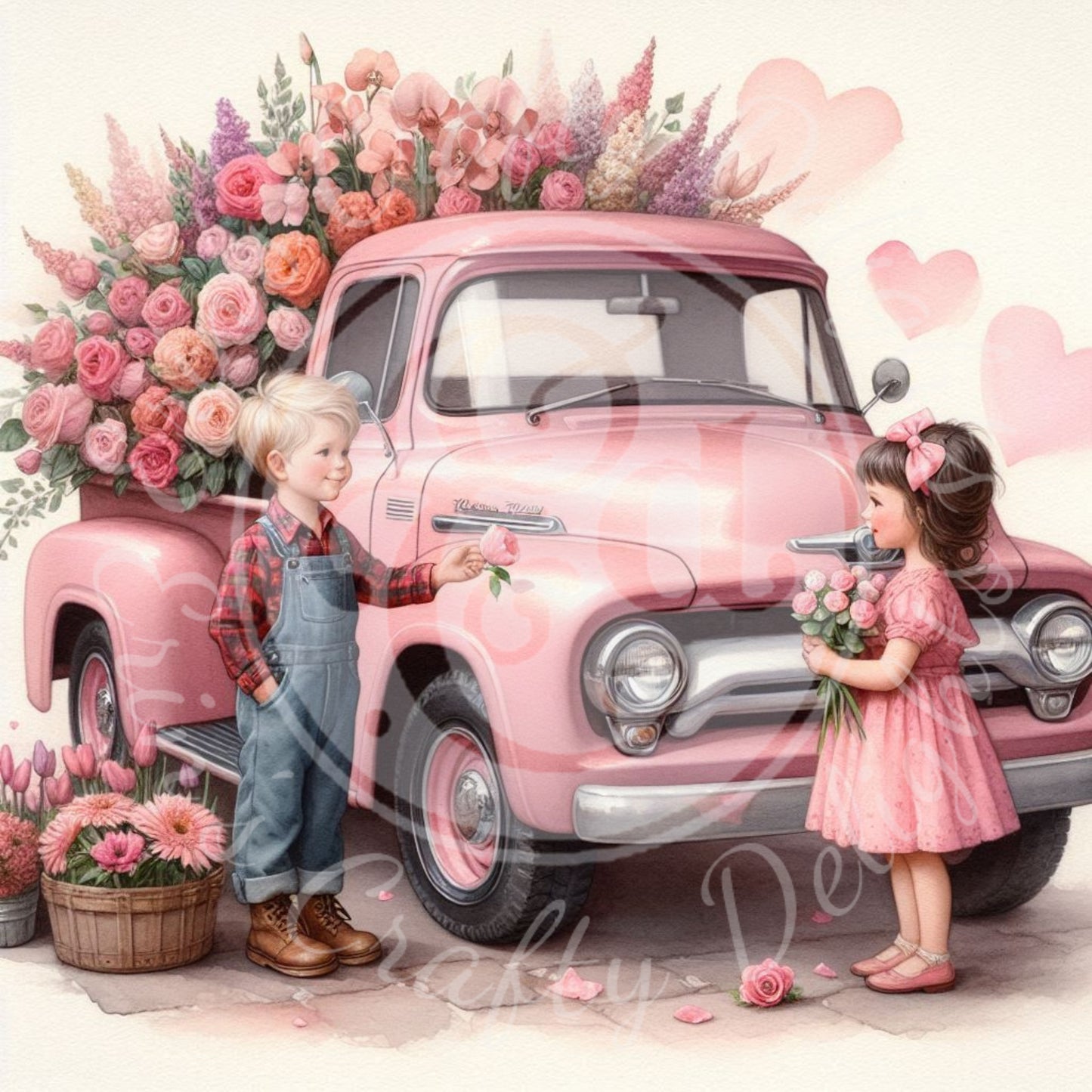 5 Valentine's Day Kids & Flowers Truck