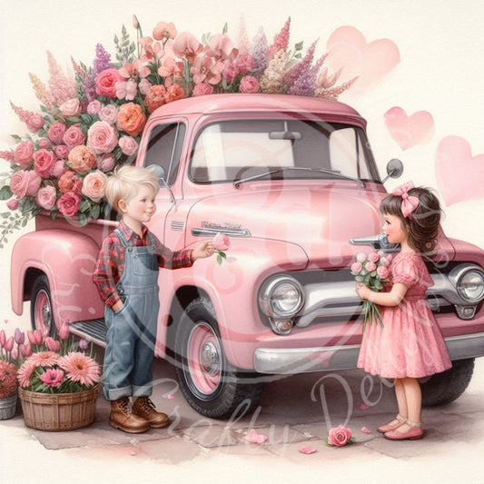 5 Valentine's Day Kids & Flowers Truck
