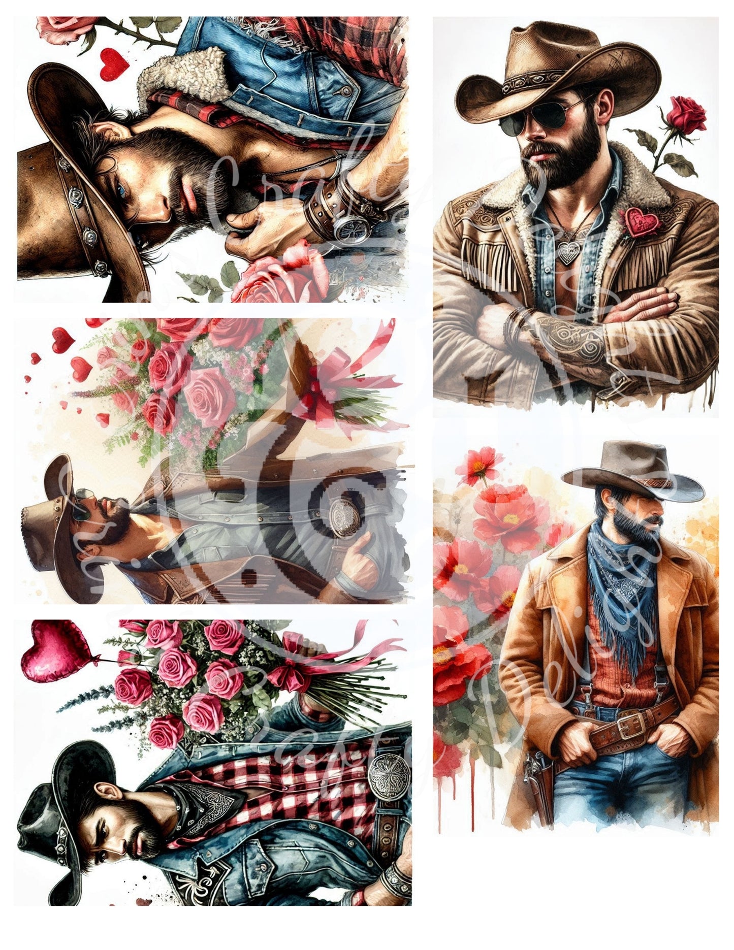 5 Valentine's Day ATC Artistic Trading Cards Backgrounds