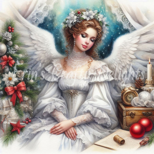 5 Sq Victorian Christmas Angel 8x8 Printable