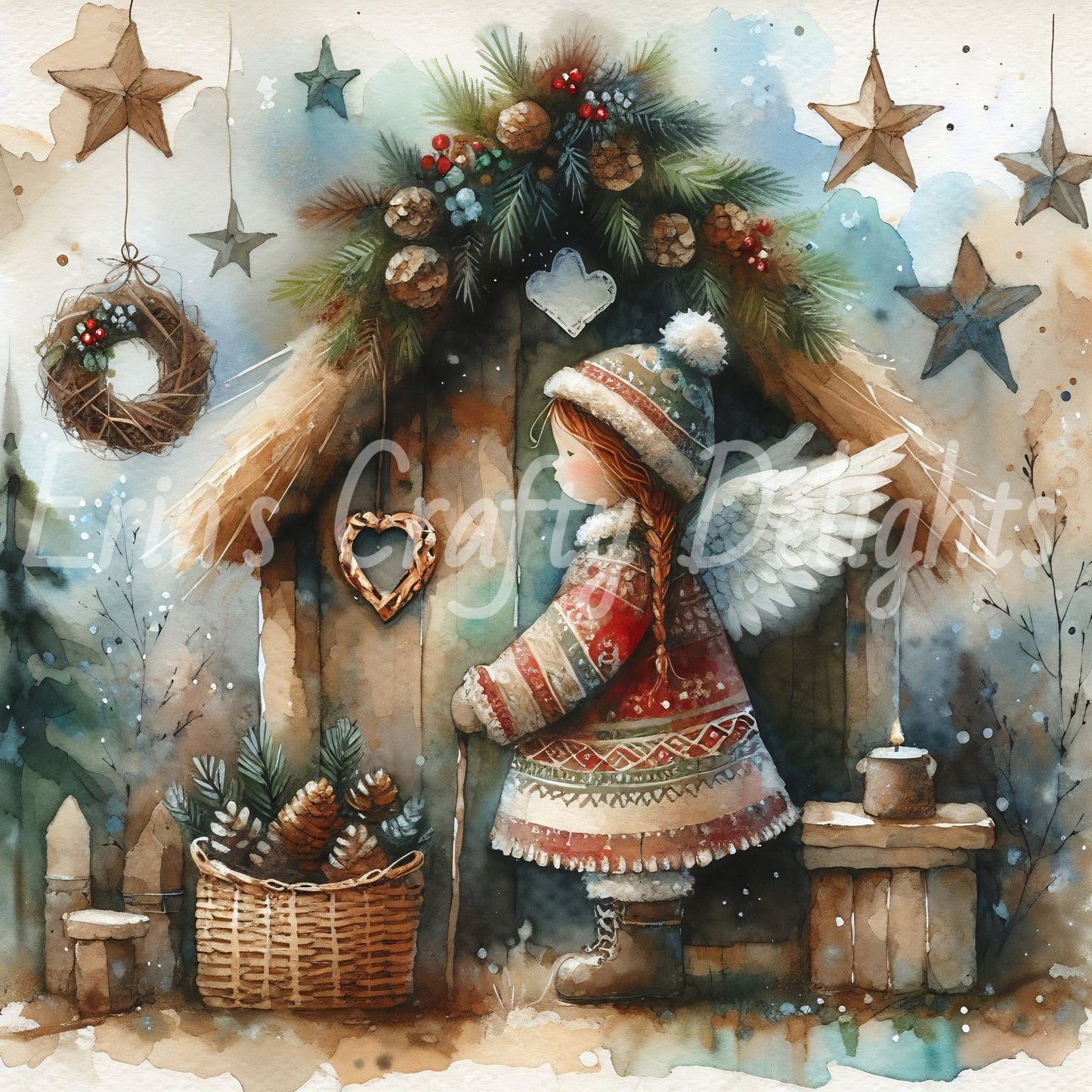 6 Sq Cute Christmas Angel 8x8 Printable