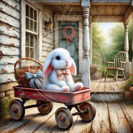 6 Bunny in a Toy Wagon