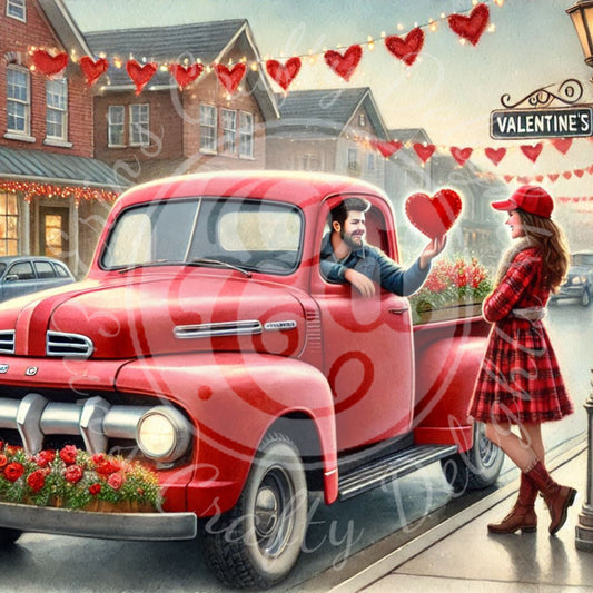 6 Couple in Love and Red Truck