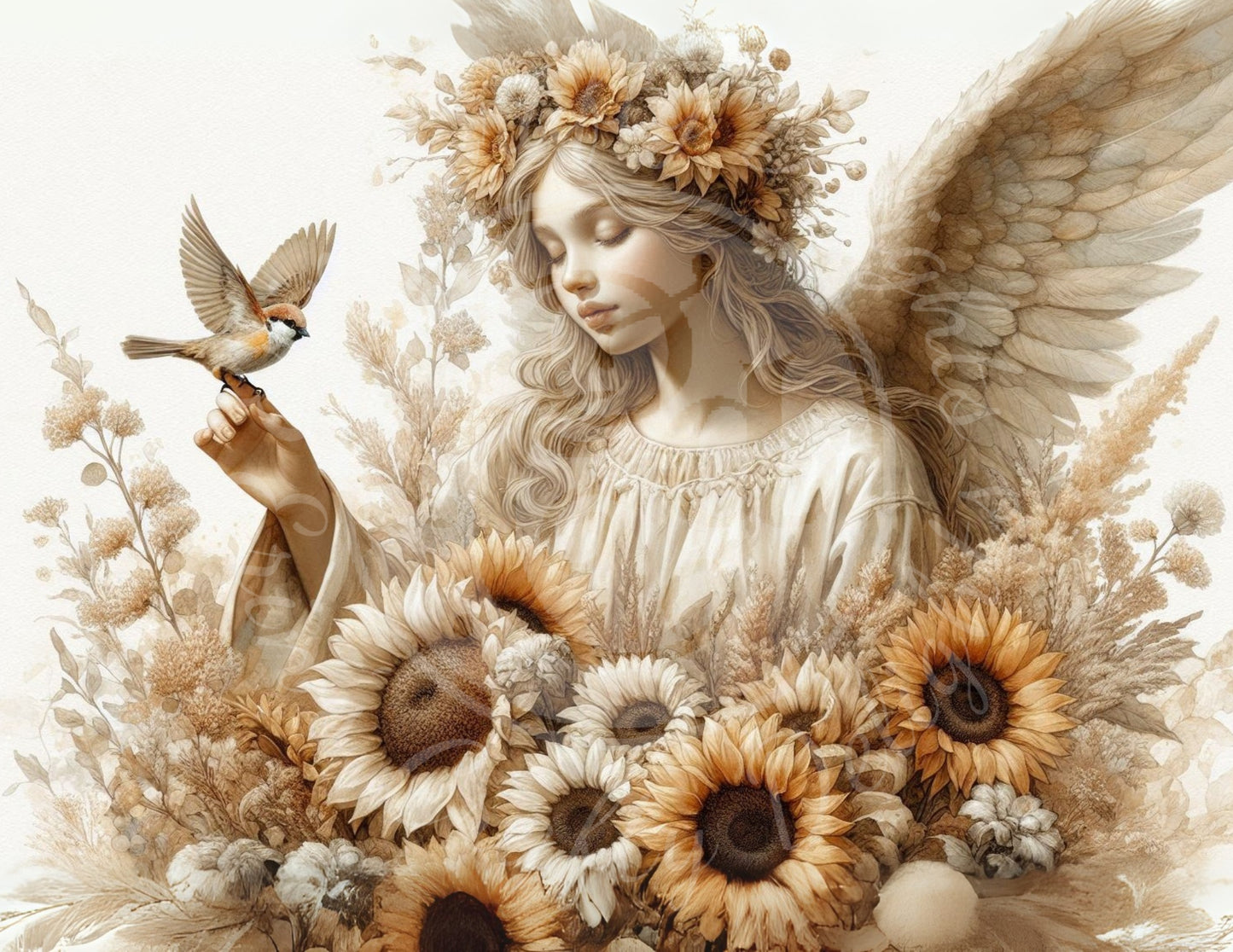 6 HMS Fall Sparrow Angel Mix Size Printable Set