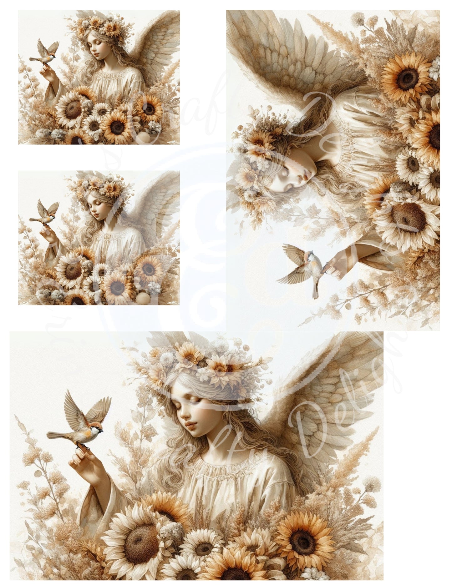 6 HMS Fall Sparrow Angel Mix Size Printable Set