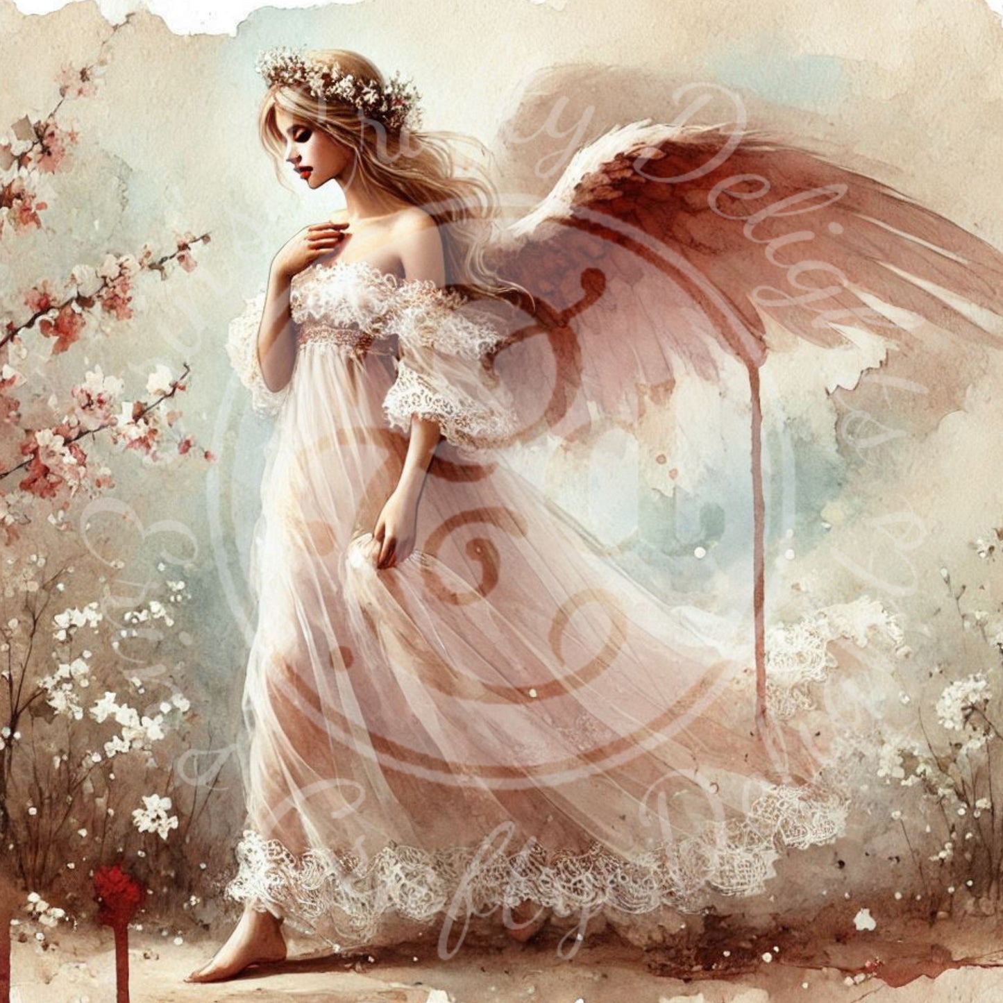 6 Sq Spring Angel 8x8 Printable