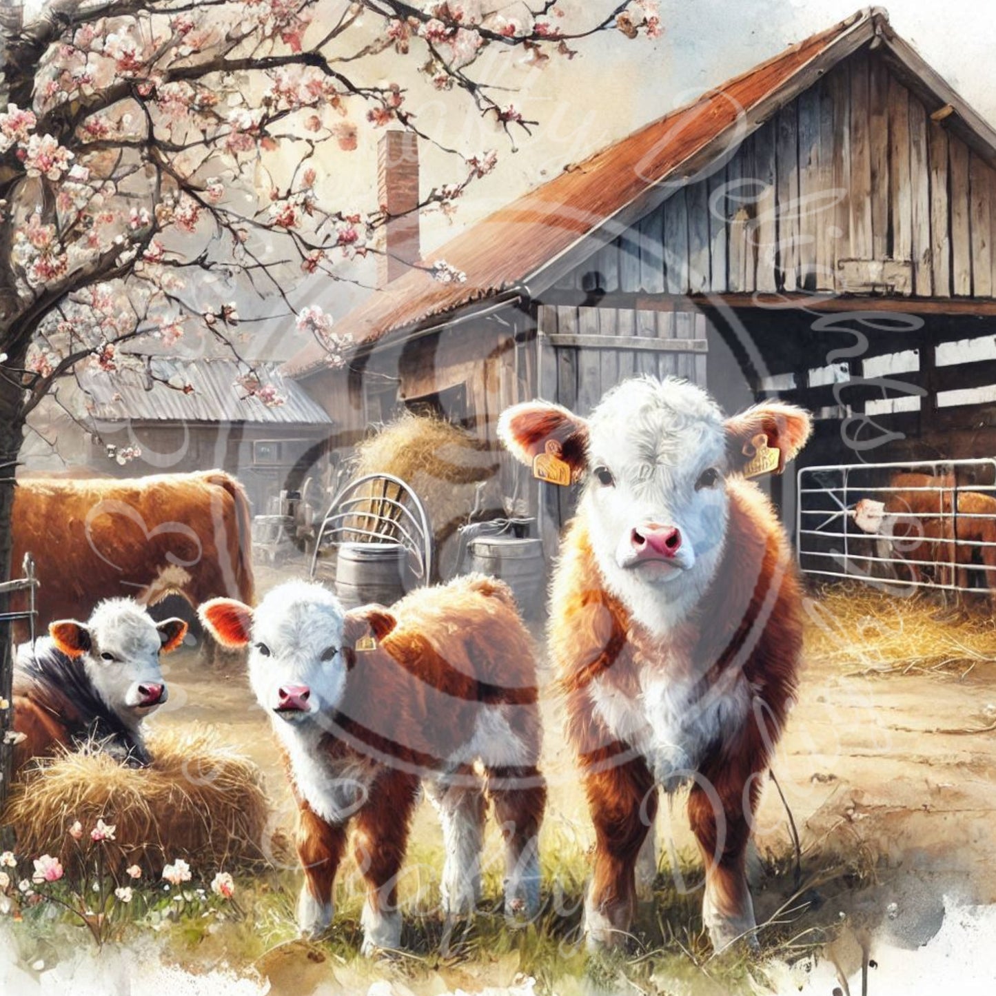 6 Springtime Holstein Cow