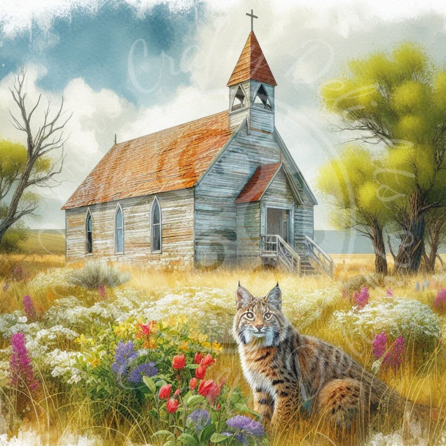 6 Spring Prairie Church and Bobcat