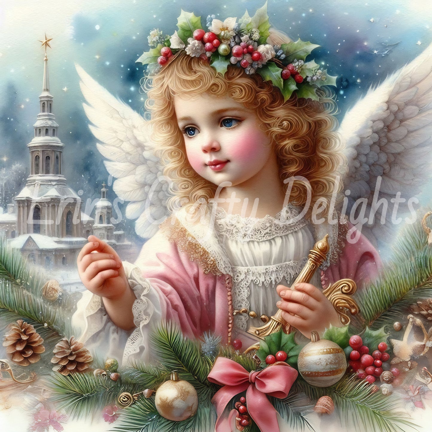 6 Sq Victorian Angel Child 8x8 Printable